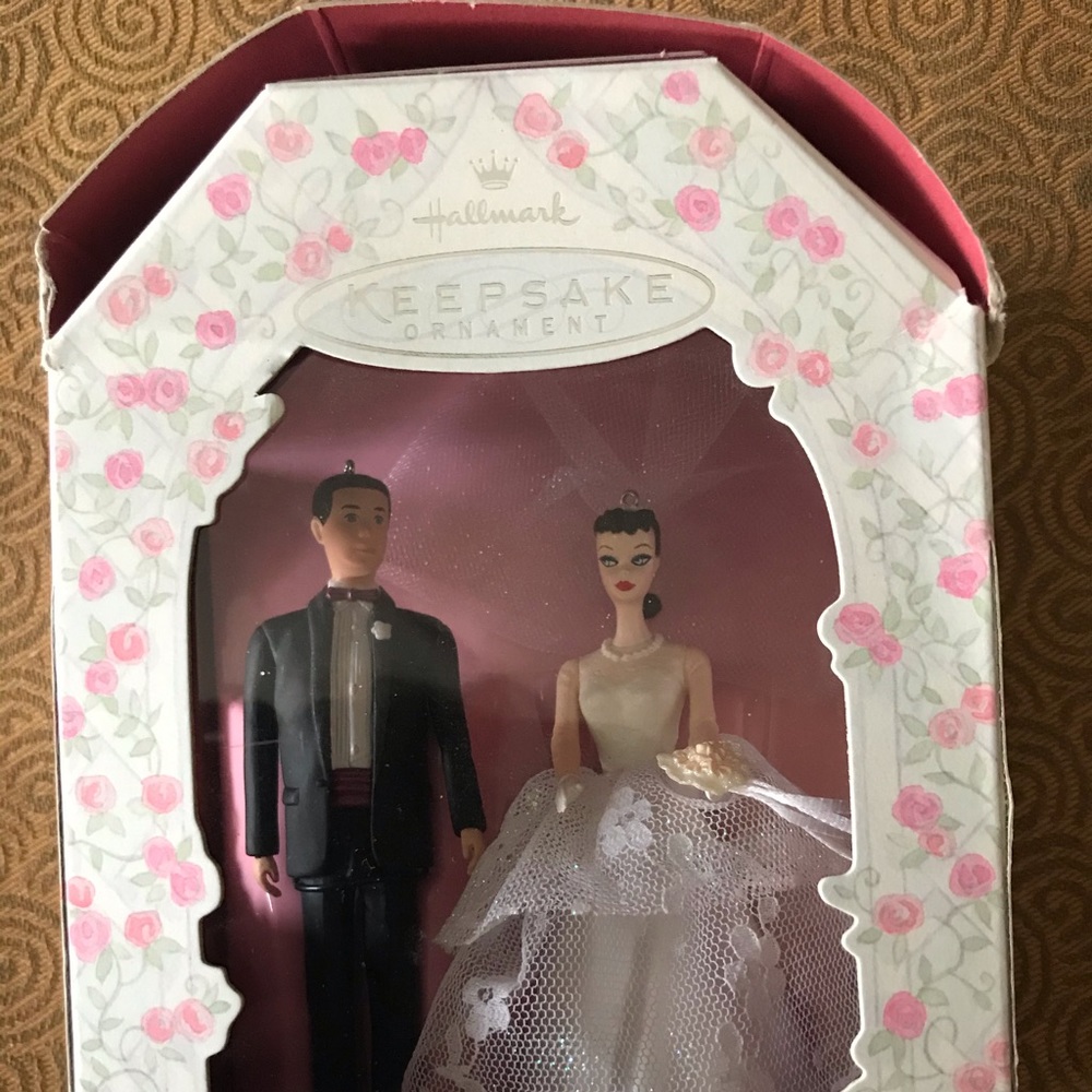 Vintage  Barbie and ken wedding bride ornaments